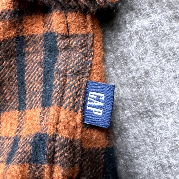 GAP Plaid Flannel‎ Women XL Shirt Orange Black Long Sleeve Cabincore Rustic Cozy - Picture 6 of 12